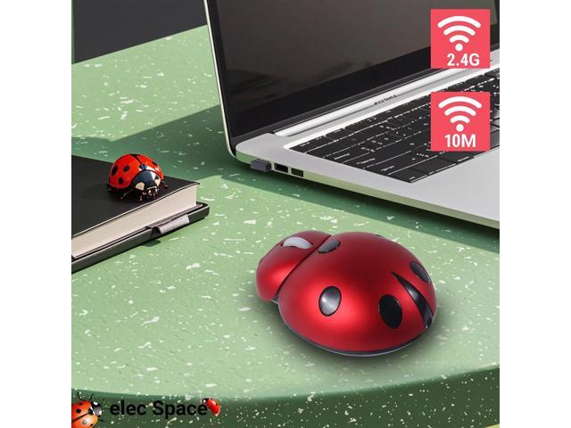 elec Space Mini Small Wireless Mouse for Kids, Cute Animal Ladybug Shape 3000DPI Portable Mobile Optical Mouse with USB Receiver Cordless Mouse for...