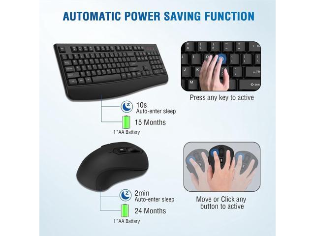 Wireless Keyboard and Mouse Combo, Full-Sized 2.4GHz Wireless Keyboard with Comfortable Palm Rest and Optical Wireless Mouse for Windows, Mac OS...