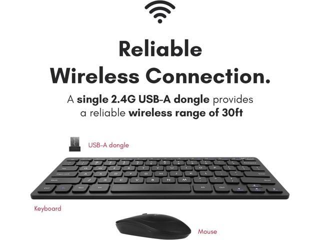 Macally Small Wireless Keyboard and Mouse Combo - Quiet Productivity Duo - 2.4G Wireless Keyboard Mouse for PC - 78 Key Mini Keyboard and Mouse...