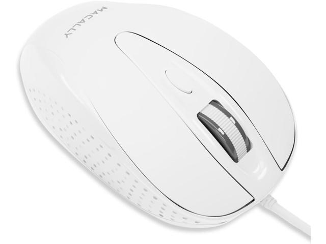 Macally USB Wired Mouse with 3 Button, Scroll Wheel, & 5 Foot Long Cord, USB Mouse for Laptop and Desktop, Computer Mouse Compatible with Apple.