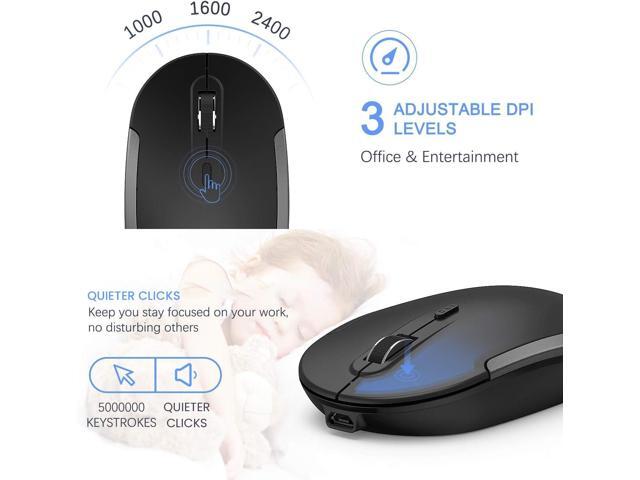 Wireless Keyboard and Mouse, Vssoplor Rechargeable Quiet Full-Size Keyboard and Mouse Combo Set Ultra Slim Design for Laptop, PC, Notebook,...