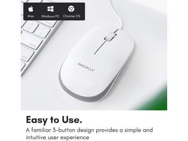 Macally USB Wired Mouse for Mac and Windows - Plug and Play 3 Button Corded Computer Mouse Wired for MacBook Pro/Air, Apple iMac, Laptop, PC...