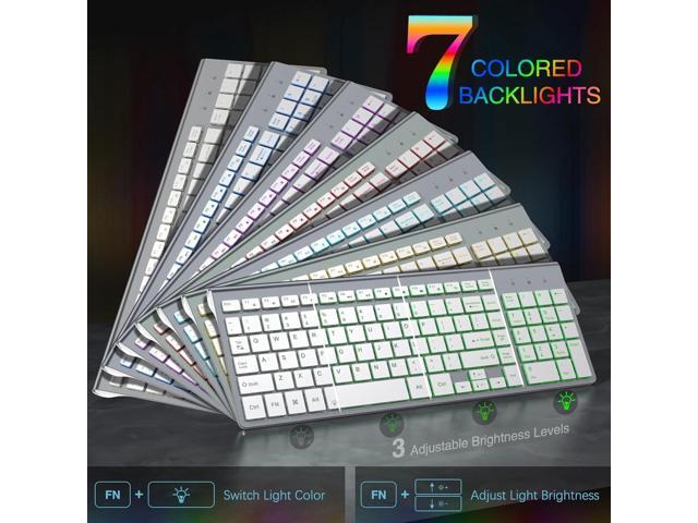 J JOYACCESS Wireless Keyboard and Mouse Combo with 7 Backlit Options,Quiet Light Up Keys,Type-C Rechargeable,Sleep Mode-2.4G Slient Portable...