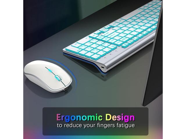 J JOYACCESS Wireless Keyboard and Mouse Combo with 7 Backlit Options,Quiet Light Up Keys,Type-C Rechargeable,Sleep Mode-2.4G Slient Portable...