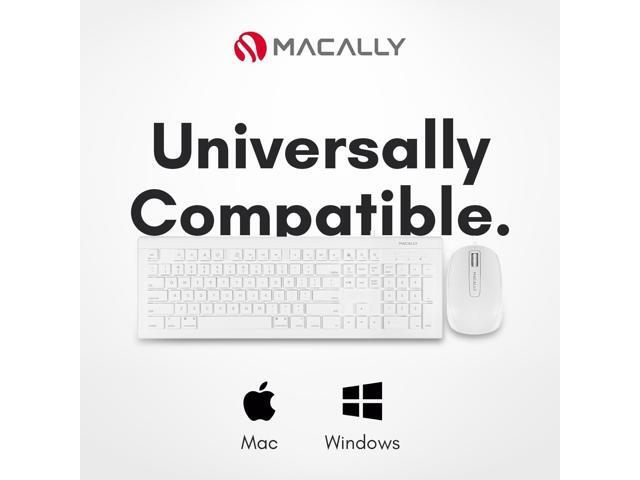 Macally 104 Key USB Wired Keyboard and Mouse Combo with Apple Shortcut Keys for Mac, iMac, Macbook, and Windows PC (MKEYECOMBO), White