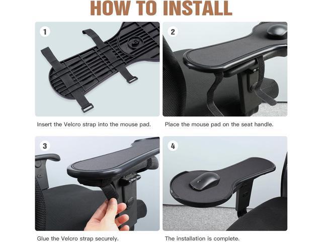 Ergonomic Adjustable Arm Rest Mouse pad for Chair, Mouse Extension Platform Tray with Mouse Baffle to Prevent Falling, Attaches to Chair, Black...
