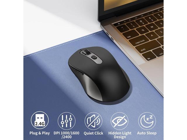 Wireless Mouse for Laptop, PC, Chromebook, Mac, MacBook, Silent Wireless Mouse with USB Nano Receiver, Side Button, 2400 DPI, Anti Slip Roller, 6...