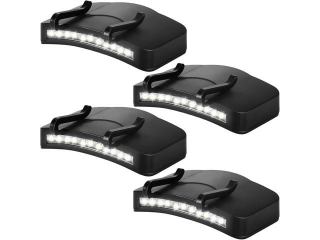 Mudder 4 Pcs Hat Light Clip 11 LED Cap Lights Clip on Hat Headlamp Battery Powered Cap Brim Lamp Black Waterproof Ultra Bright Headgear Flashlight.