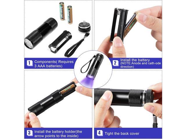 Roceei 10 Pieces UV Blacklight Flashlights, LED Light, Handheld, Mini Light Torch Detector, Portable UV Flashlight Torch for Pets Stains Urine...