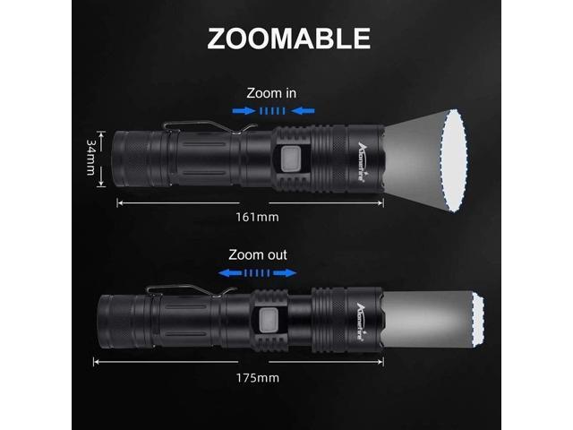 ALONEFIRE X37 Multicolor LED Flashlight 4 Color Change White Blue Green Red Light RGB USB Rechargeable Zoom Waterproof with Reverse Charging,...