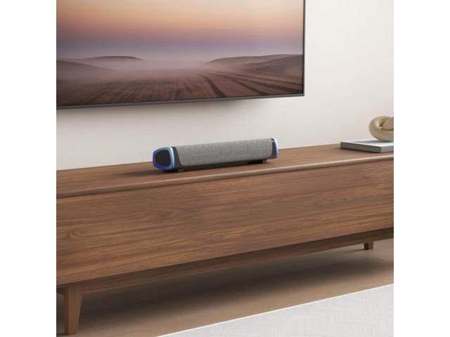 SOULION R30 Computer Speakers, USB Powered PC Speaker, Colorful LED Lights with Switch Button, 3.5mm Aux Surround Soundbar for Desktop Laptop Gray