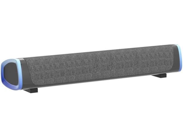 SOULION R30 Computer Speakers, USB Powered PC Speaker, Colorful LED Lights with Switch Button, 3.5mm Aux Surround Soundbar for Desktop Laptop Gray