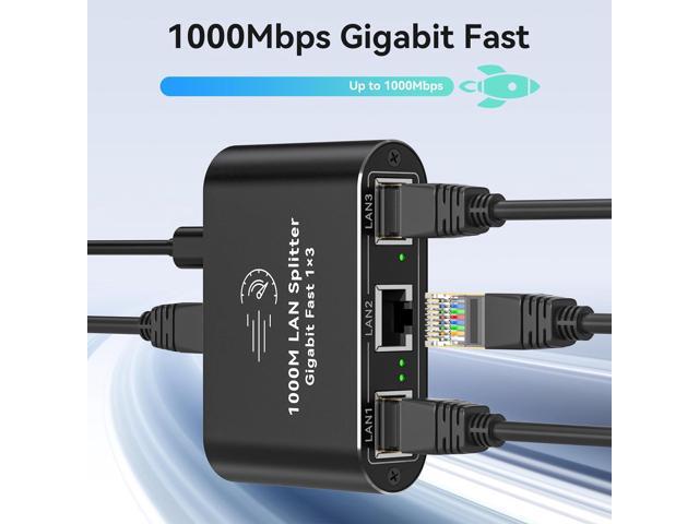 Ethernet Splitter 1 to 3 1000Mbps Internet Cable Splitter 1 in 3 Out High Speed Either Network Splitter Gigabit Dual LAN RJ45 Port Router Switch...