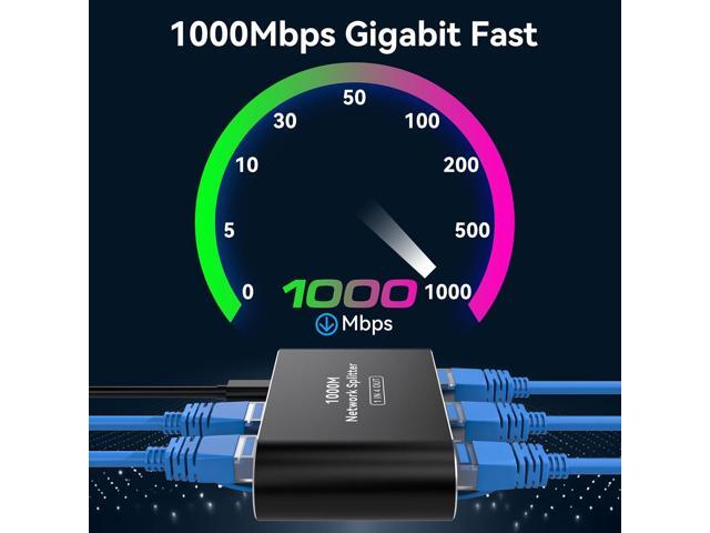 THXCDBID Ethernet Splitter 1 to 4 1000Mbps LAN Splitter Network Switch Ethernet Switch Suitable for Cat6/7/8 Cable with USB C Power