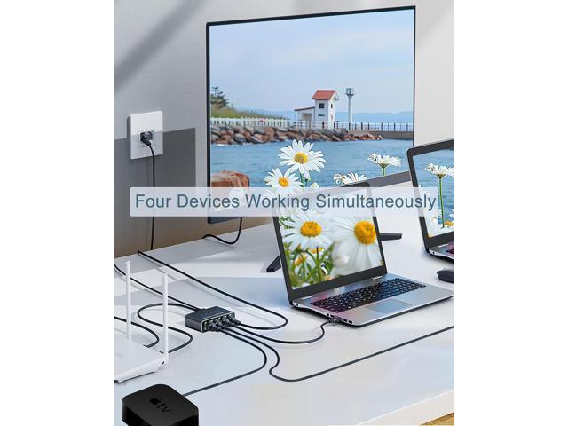 Ethernet Splitter 1 to 4, 1000Mbps High Speed Ethernet Cable Splitter with LAN Cable Cat 6 [4 Devices Simultaneous Networking], Gigabit RJ45 LAN...