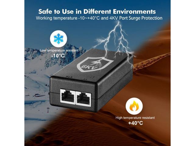 YuLinca Gigabit PoE Injector 30W, 802.3af/at Power Over Ethernet PoE Adapter, 10/100/1000Mbps, Non-PoE to PoE Adapter, Plug & Play, Distance Up to...