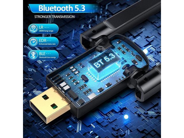ZEXMTE USB Bluetooth Adapter for PC, 5.3 Long Range USB PC Bluetooth Adapter with High Gain Antenna, PC Bluetooth Receiver 590FT / 180M, Plug &...
