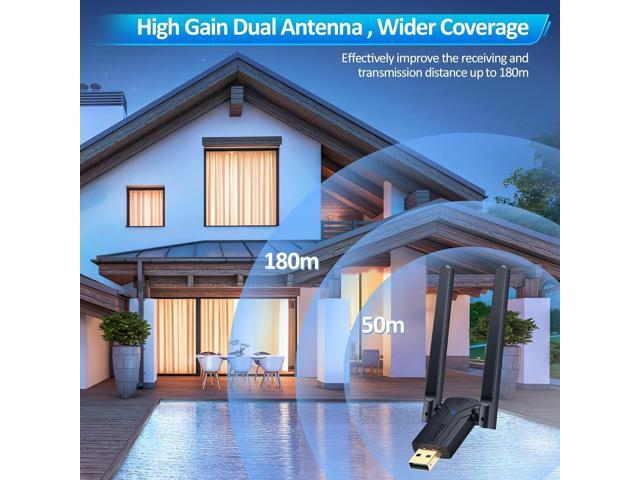 ZEXMTE USB Bluetooth Adapter for PC, 5.3 Long Range USB PC Bluetooth Adapter with High Gain Antenna, PC Bluetooth Receiver 590FT / 180M, Plug &...
