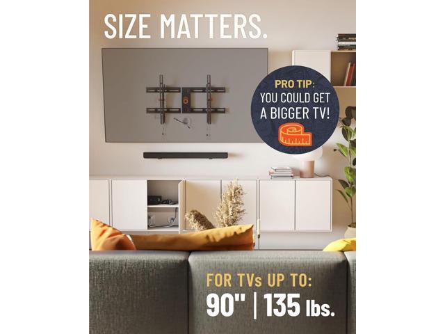 ECHOGEAR Wall Mount TV Bracket for TVs Up to 90' - Low Profile Design Tilts to Eliminate Glare - Includes Drilling Template & Can Be Leveled After...