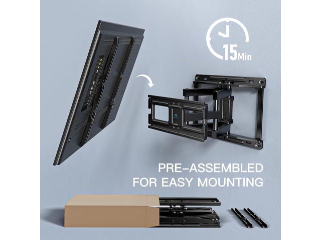 PERLESMITH TV Wall Mount Full Motion for 32-65 Inch Flat Curved Screen TVs, TV Mount with Swivels Tilts Extension Dual Articulating Bracket Arms...