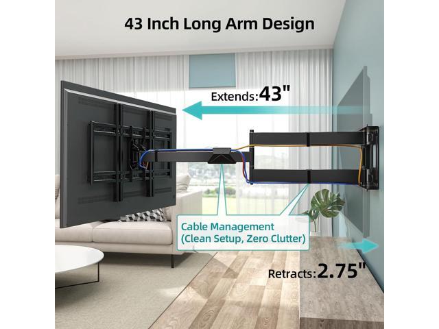 Long Arm TV Wall Mount for 42-80 inch TVs, Full Motion with 43 inch Extension Articulating Arms, Swivel and Tilt TV Bracket, Holds up to 110 lbs,...