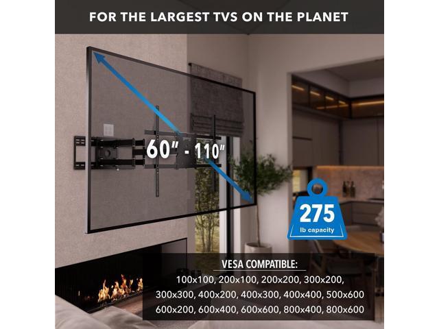 Mount-It! The Beast Full Motion TV Wall Mount for Extra Large 85, 90, 98, 100, 110' TVs with 39 Inch Long Reach Extension Arms - 275 Lbs Capacity...