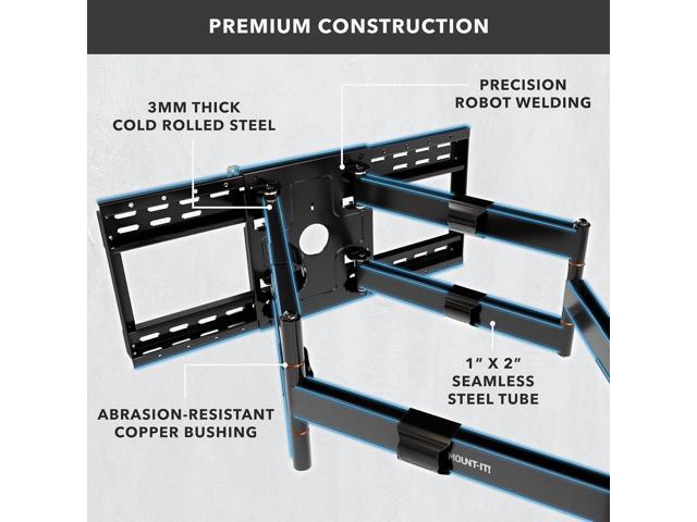 Mount-It! The Beast Full Motion TV Wall Mount for Extra Large 85, 90, 98, 100, 110' TVs with 39 Inch Long Reach Extension Arms - 275 Lbs Capacity...