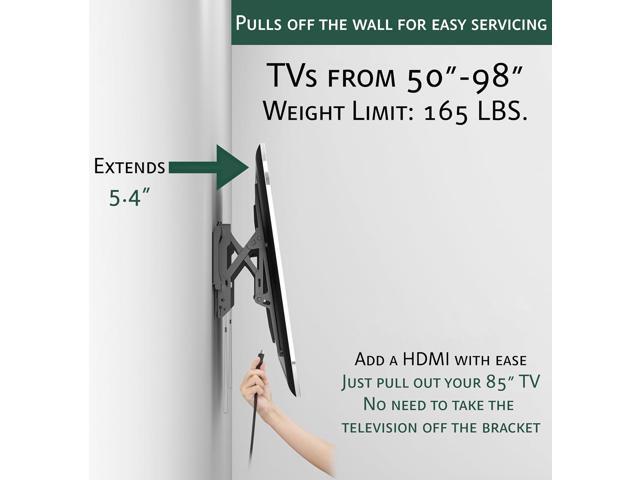 ynVISION. DESIGN Advanced Tilt TV Wall Mount for Large TVs 50-98 Inches - Easy Tilt, Swivel, Pull Out up to 5.4in, and Service - Supports 165 lbs -...