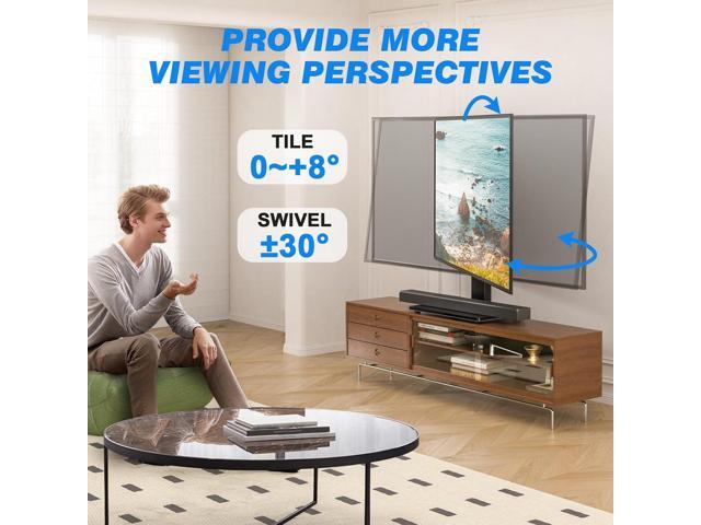Rfiver Universal Swivel TV Stand Table Top TV Stand for 32-65,70,75 Inch LCD LED TV up to 110 lbs -Height Adjustable Center Pedestal Stand...