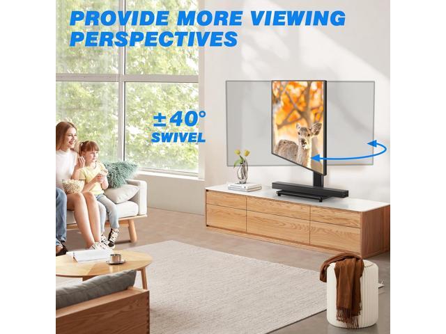 Rfiver Universal Swivel Tabletop TV Stand for Flat Screens 23 24 26 32 39 40 42 43 Inch, Heavy Duty Center Pedestal Stand Replacement with Black...