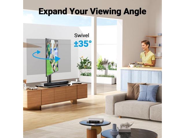 PERLESMITH Swivel Universal TV Stand Mount for 32-82 Inch LCD OLED Flat/Curved Screen TVs up to 99lbs-Height Adjustable Table Top TV Stand/Base...