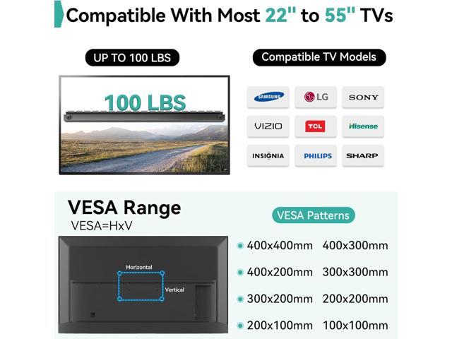 Auoace No Drill TV Wall Mount for 22 to 55 inch TVs, Drywall Smart TV Bracket Tilts Up to 5°, Low Profile TVs Mount up to 100 Lbs, Easy to Install...