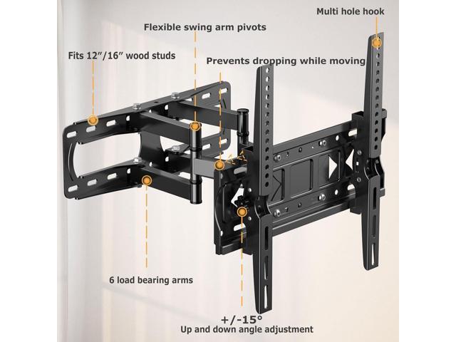 Full Motion TV Wall Mount for Most 26-65 Inch Flat/Curved 4K LED LCD TVs, Rotate Articulating Arms Swivel and Tilt Wall Mount TV Bracket Max VESA...