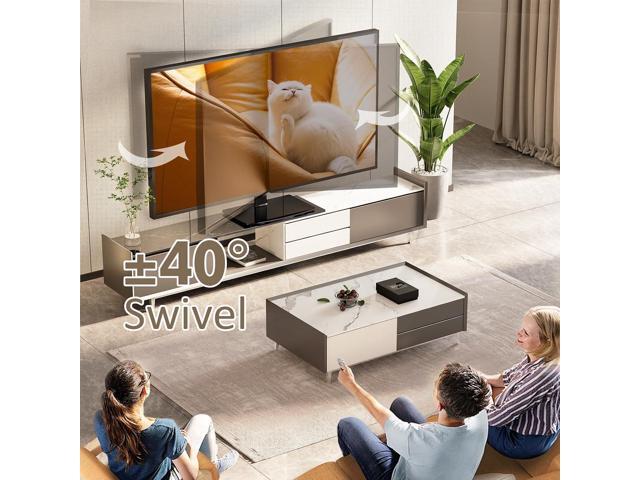 Universal Swivel TV Stand/Base Table Top TV Stand 32 to 65 inch TVs 80 Degree Swivel, 4 Level Height Adjustable, Heavy Duty Tempered Glass Base,...