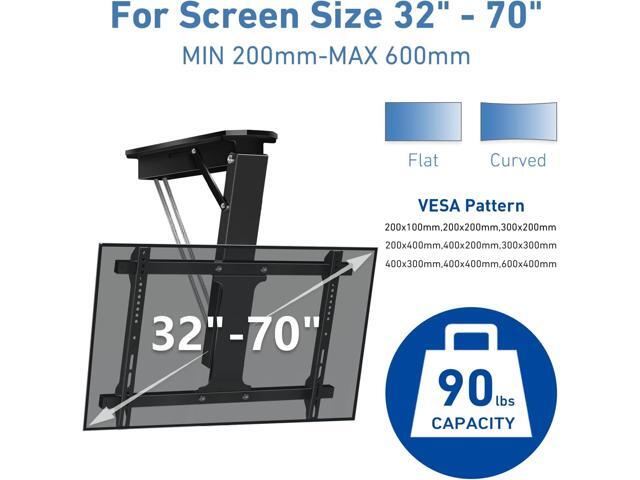 Electric Ceiling TV Mount with Remote, Motorized Ceiling Mount TV Bracket Flip Down for 32 to 71 inch Flat Curved Screen Mount Drop Down for Flat...