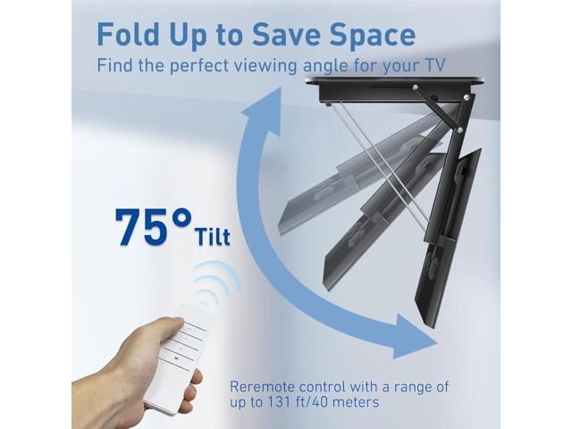Electric Ceiling TV Mount with Remote, Motorized Ceiling Mount TV Bracket Flip Down for 32 to 71 inch Flat Curved Screen Mount Drop Down for Flat...