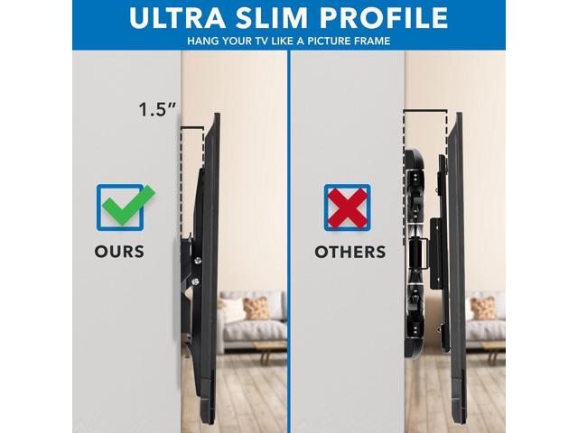 Mount-It Low-Profile Tilting TV Wall Mount Bracket for 32-60 inch LCD, LED, OLED, 4K or Plasma Flat Screen TVs - 175 lbs Capacity, 1.5 Inch...