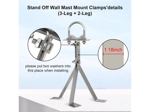 XRDS-RF Antenna Wall Mount - 10 Inch Heavy-Duty Stand Off Wall Mast Mount Windproof Mounting Bracket for TV Antenna Mast (2-Leg + 3-Leg)