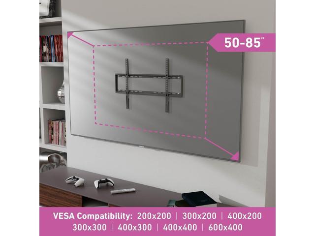 D-Line TV Wall Bracket for 50-85 Inch TVs, Ultra Low Profile TV Bracket with Spirit Level, Slim Flat to Wall TV Mount - VESA 200x200mm - 600x400mm,...