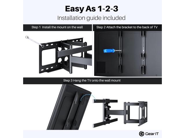 GEARit TV Wall Mount/Monitor (TVs 37 to 80 inch) Up to 132lbs - Full Motion Swivel, Tilt, Articulating Arm, Vesa 200 300 400 600