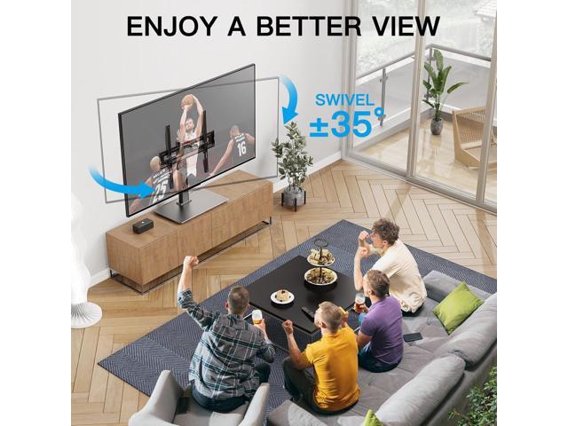 PERLESMITH Universal Swivel TV Stand-Table Top TV Stand for 32-65 inch TV-Height Adjustable TV Base with Heavy-Duty Tempered Glass Base, VESA...