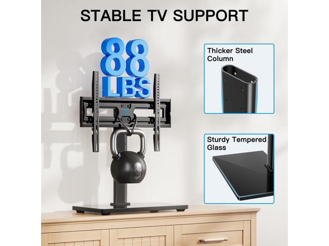PERLESMITH Universal Swivel TV Stand-Table Top TV Stand for 32-65 inch TV-Height Adjustable TV Base with Heavy-Duty Tempered Glass Base, VESA...