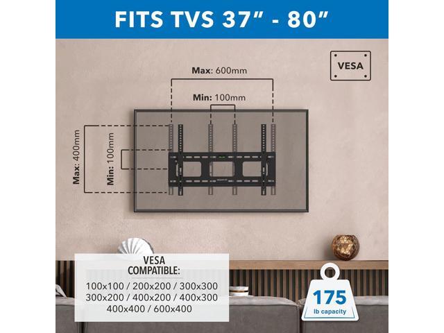 Mount-It Low-Profile Tilting TV Wall Mount Bracket for 32-60 inch LCD, LED, OLED, 4K or Plasma Flat Screen TVs - 175 lbs Capacity, 1.5 Inch...