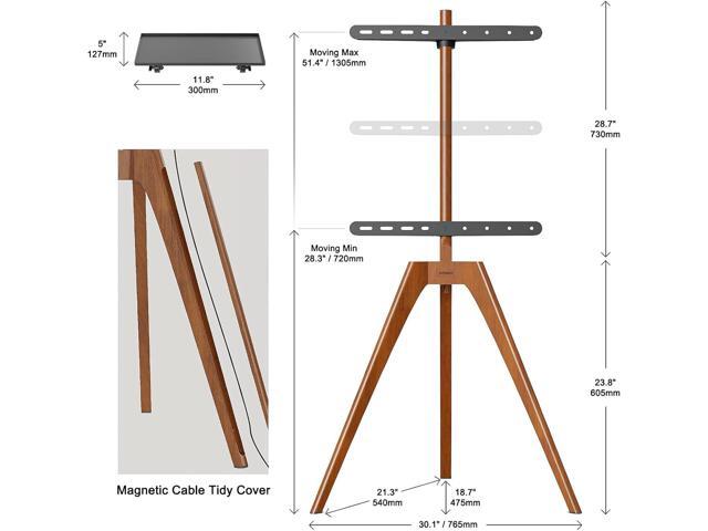 PUTORSEN Premium Wood Easel TV Stand, Adjustable TV Tripod Stand for 45-65 Inch LED LCD Screen, with Top TV Shelf and Magnetic Concealed Cable...