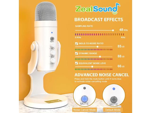 ZealSound USB Microphone,Quick Mute Noise Cancel for Phone Computer PC PS5,Gaming Microphone with Gain Control,Echo Monitor Volume Adjust for...