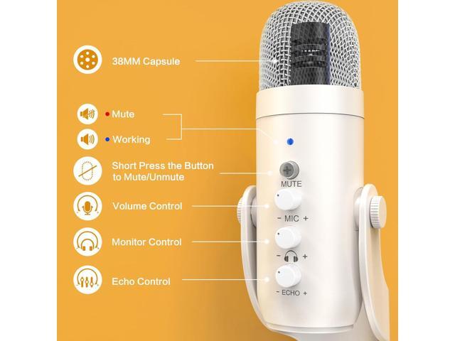 ZealSound USB Microphone,Quick Mute Noise Cancel for Phone Computer PC PS5,Gaming Microphone with Gain Control,Echo Monitor Volume Adjust for...