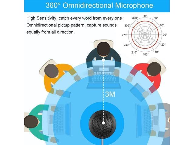 Conference USB Microphone, Computer Desktop Mic with LED Indicator, Plug & Play Omnidirectional Condenser PC Laptop Mics for Online Meeting, Class,...