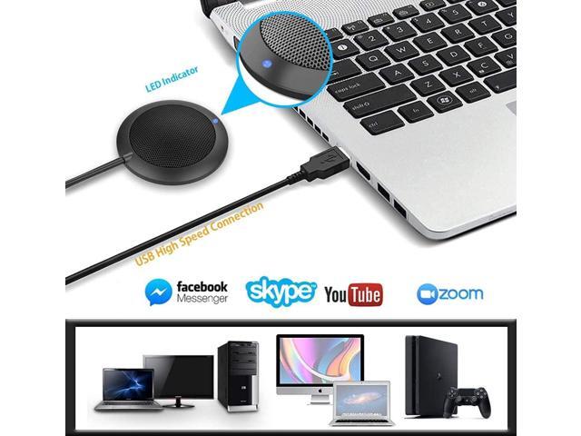 Conference USB Microphone, Computer Desktop Mic with LED Indicator, Plug & Play Omnidirectional Condenser PC Laptop Mics for Online Meeting, Class,...