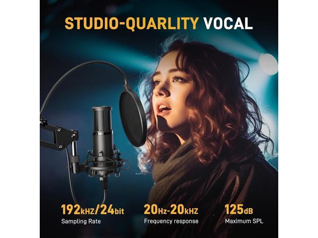 MAONO USB Recording Microphone Kit, Professional Condenser Microphone for PC with One-Touch Mute and Mic Gain Knob for Singing, Podcast, Studio,...
