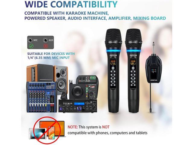 Dual Wireless Microphones Rechargeable, UHF Metal Wireless Mic System Cordless Microphone Professional with Echo Treble BASS VOL Channel Control...
